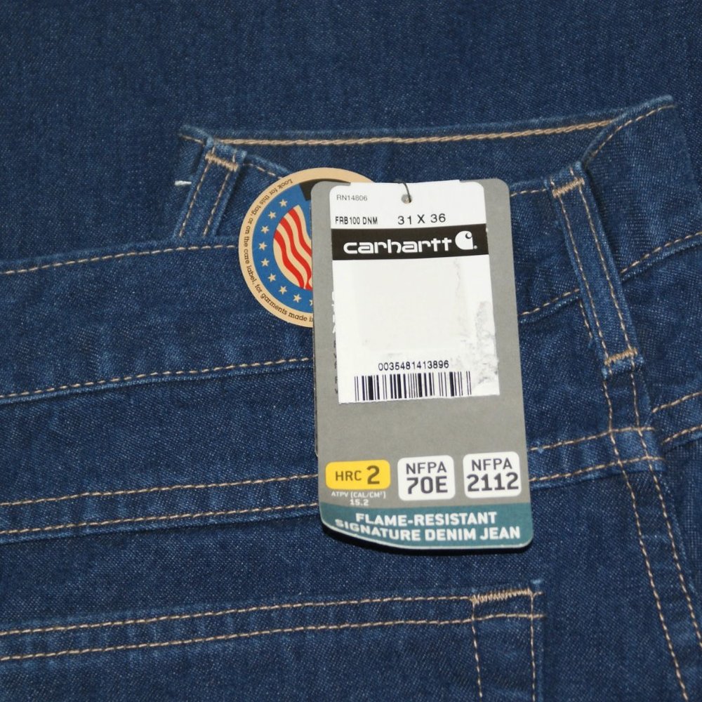 CARHARTT Men's 31x36 Flame Resistant Signature Denim Dungaree Jeans NEW